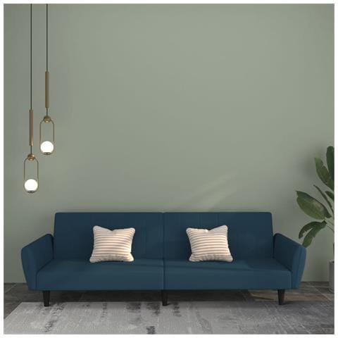 Divano Letto a 2 Posti Blu in Velluto - Foto 2