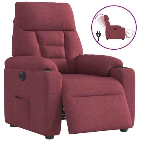 Poltrona Elettrica Reclinabile Rosso Vino in Tessuto - Foto 1