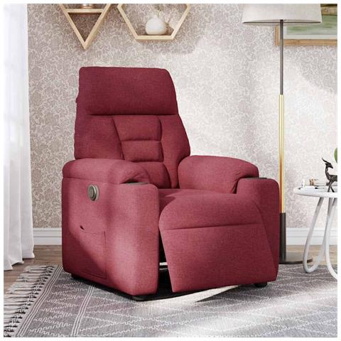 Poltrona Elettrica Reclinabile Rosso Vino in Tessuto - Foto 2