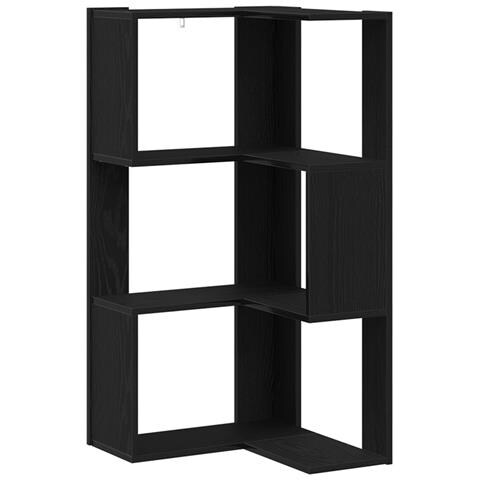 Libreria Angolare a 3 Ripiani Rovere Nero 50x50x102 cm Legno Ingegnerizzato - Foto 1