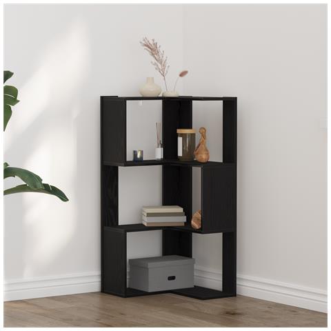 Libreria Angolare a 3 Ripiani Rovere Nero 50x50x102 cm Legno Ingegnerizzato - Foto 2