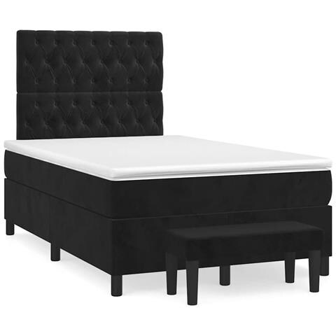 Giroletto a Molle con Materasso Nero 120x190 cm in Velluto - Foto 2