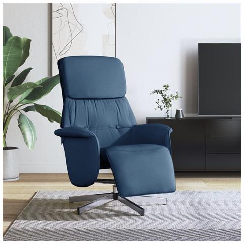 Poltrona Reclinabile con Poggiapiedi Blu in Tessuto - Foto 2