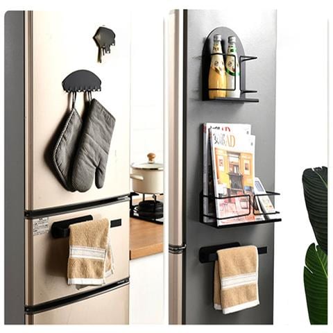 Porta Rotolo Di Carta Da Cucina Magnetico Nero Per Frigorifero - Dispenser Salvaspazio - Foto 4