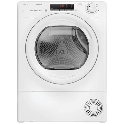 Candy SMART PRO, Asciugatrice 8 KG, Classe D, Bianco, Refresh, Wi-Fi, CRO EH8N2TE-S, Libera installazione, Caricamento frontale, Pompa di calore, Bianco, Manopola, Touch, Bianco - Foto 1