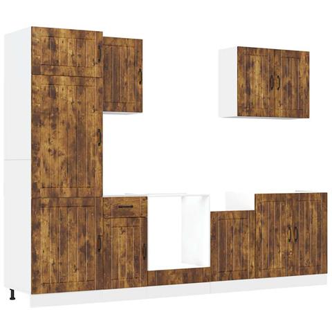 Set Mobili da Cucina 7 pz Lucca Rovere Fumo Legno Multistrato - Foto 1