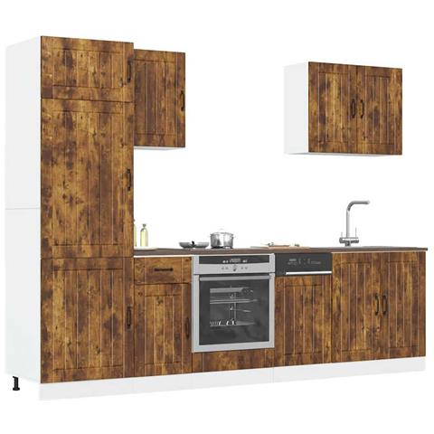 Set Mobili da Cucina 7 pz Lucca Rovere Fumo Legno Multistrato - Foto 2