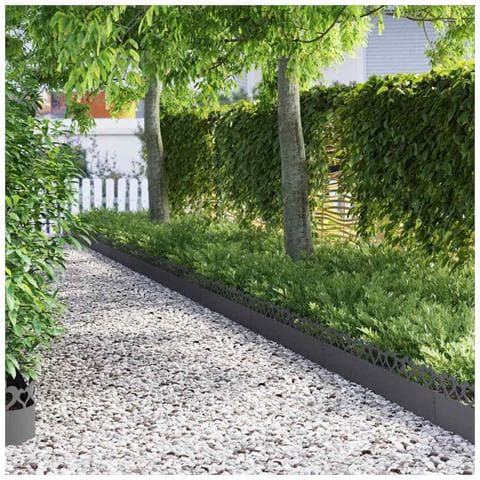 Bordure per prato 30 pcs Nero 103 x 0,05 x 22 cm Acciaio - Foto 2
