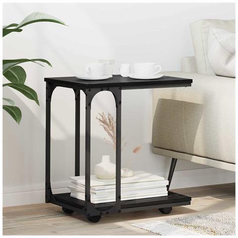 Tavolo laterale Rovere Nero 50 x 35 x 55.5 cm Legno multistrato - Foto 2