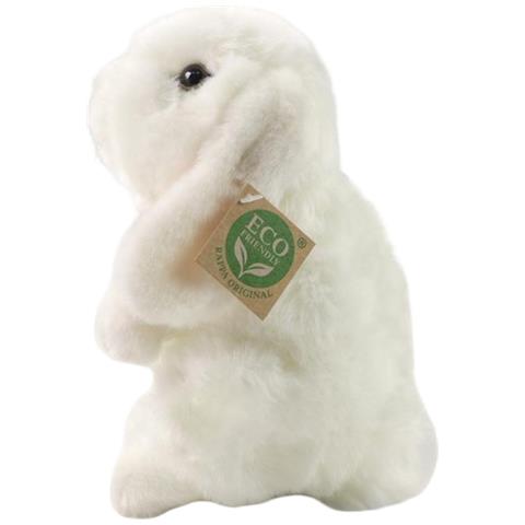 Peluche Coniglio 18cm Realista Ultra Morbido In Materiale Riciclato Ecologico, Bianco - Foto 2