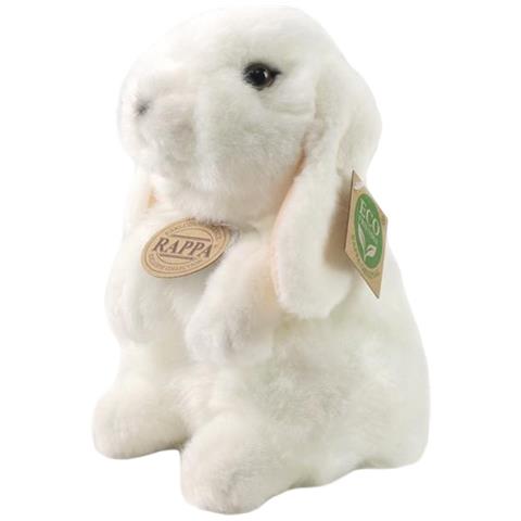Peluche Coniglio 18cm Realista Ultra Morbido In Materiale Riciclato Ecologico, Bianco - Foto 1
