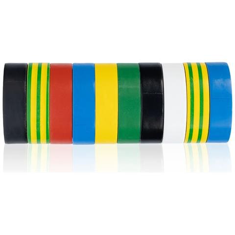 Set Di Nastri Isolanti - Alta Qualità Pvc | 0,13mm X 16mm X 10m | Isolamento Elettrico, Resistenza Termica 80°c, Colori Variabili - Foto 2