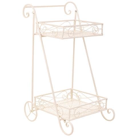 Carrello A 2 Ripiani Per Pentole In Ferro Battuto Bianco 40x34x76 - Foto 1