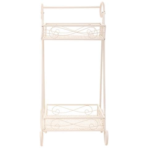 Carrello A 2 Ripiani Per Pentole In Ferro Battuto Bianco 40x34x76 - Foto 2