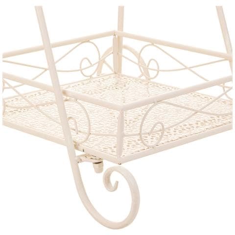 Carrello A 2 Ripiani Per Pentole In Ferro Battuto Bianco 40x34x76 - Foto 7