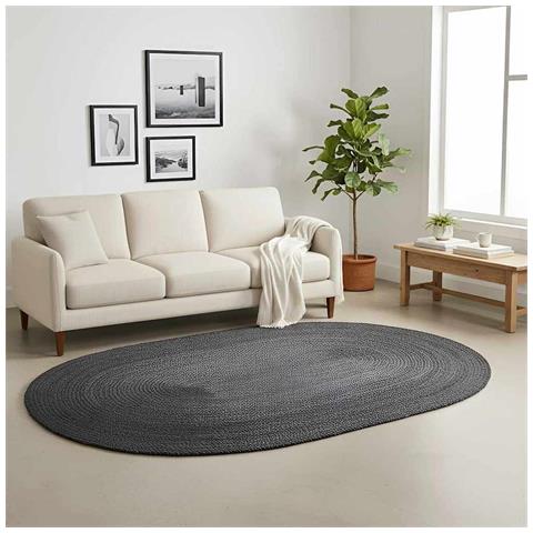Tappeti per area Ovale Nero 122 x 183 cm Juta - Foto 2