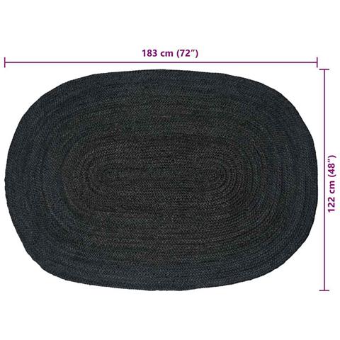 Tappeti per area Ovale Nero 122 x 183 cm Juta - Foto 8