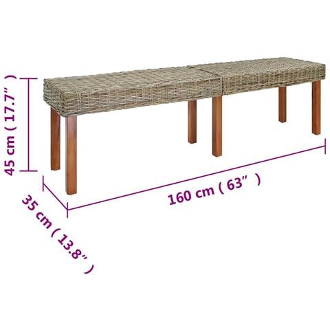 panchina Naturale 160 x 35 x 45 cm Legno di mango massello - Foto 5