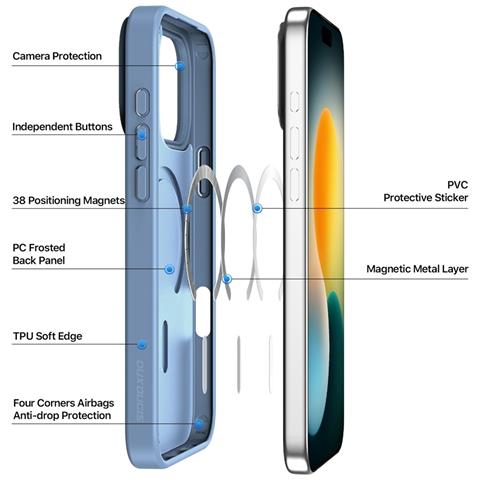 Cover per iPhone 17 Pro Max - TPU+PC, Blu, MagSafe - Foto 2