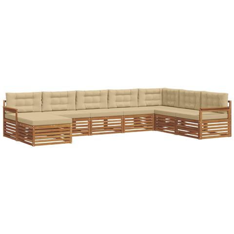 Set divani 8 pcs Naturale e Beige Legno di Acacia Massello - Foto 1