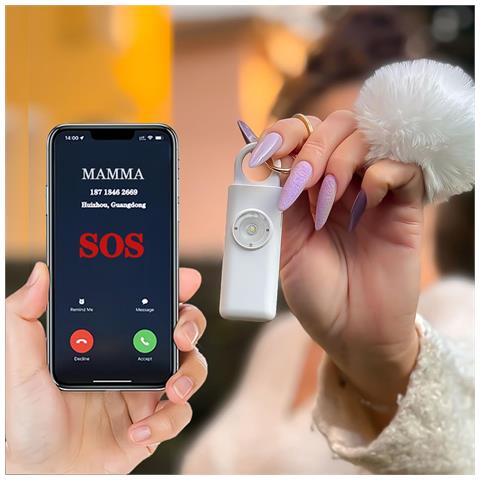 Portachiavi Allarme Antipanico, Dispositivo Antiaggressione Sos Chiamata Automatica, Invio Istantaneo Posizione Gps, Sirena 130db, Difesa Personale E Autodifesa Per Donne, Bambini E Anziani (bianco) - Foto 1