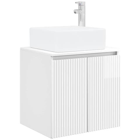 Mobile Lavabo da Parete Bianco Lucido 53 x 35 x 63 cm - Foto 1