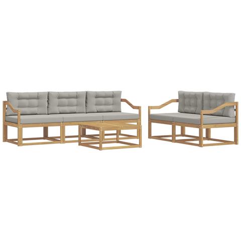 Set di divani da esterno 6 pcs Bianco e Grigio Chiaro - Foto 1