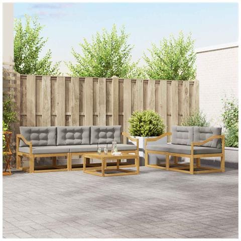 Set di divani da esterno 6 pcs Bianco e Grigio Chiaro - Foto 2