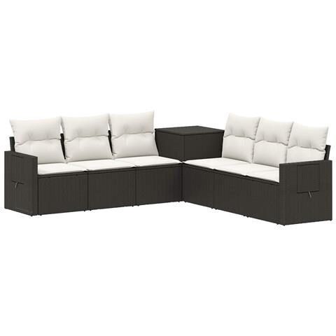 Set di divani 7 pcs Nero e Bianco Crema - Foto 1