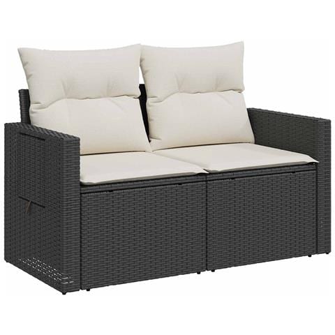 Set di divani 7 pcs Nero e Bianco Crema - Foto 2