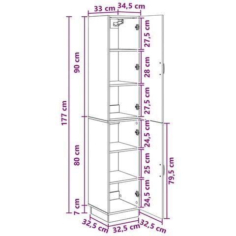 Set di armadi 2 pcs Nero Legno ingegnerizzato - Foto 8