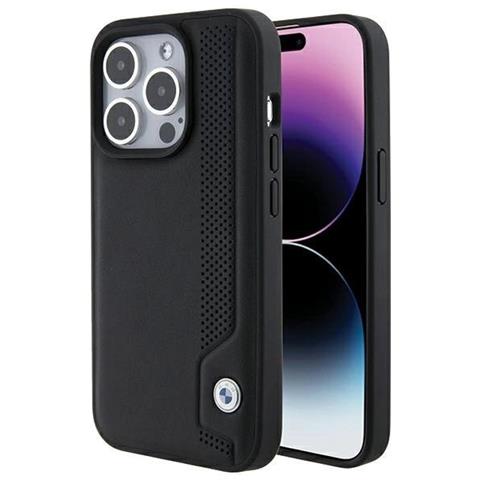 Custodia In Pelle Bmw Con Puntini Blu Per Iphone 15 Pro Max - Nera - Foto 1