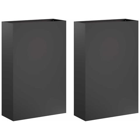 Vaso da giardino 2 pz Nero 40 x 20 x 75 cm - Foto 1
