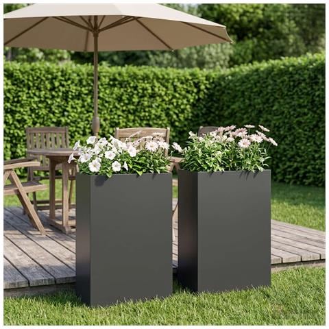 Vaso da giardino 2 pz Nero 40 x 20 x 75 cm - Foto 2