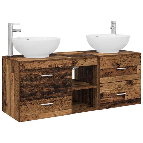 Set di mobili per il bagno 3 pz Legno antico - Foto 1