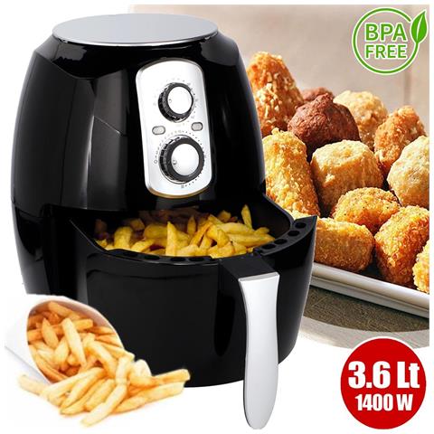 TrAdE shop Traesio® Friggitrice Ad Aria Calda Senza Olio Airfryer 3.6 Lt Frigge Cuoce Arrosto 1400w