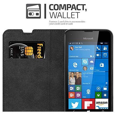Custodia Compatibile Con Nokia Lumia 550 In Rosso Mela - Coperchio Protettiva Con Chiusura Magnetica, Funzione Stand E Tasca Per Le Carte - Foto 2