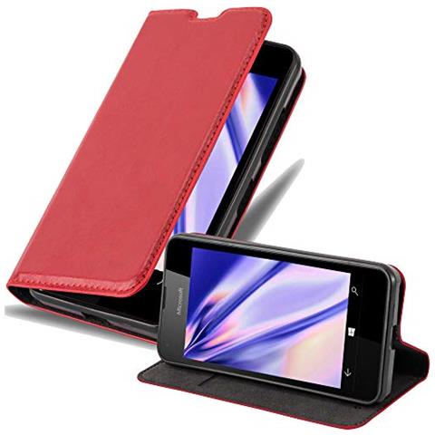 Custodia Compatibile Con Nokia Lumia 550 In Rosso Mela - Coperchio Protettiva Con Chiusura Magnetica, Funzione Stand E Tasca Per Le Carte - Foto 1