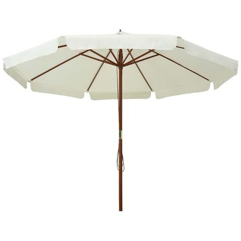 Ombrellone da Esterno con Palo in Legno 330 cm Bianco Sabbia - Foto 2