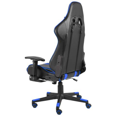Sedia Da Gaming Girevole Con Poggiapiedi Blu In Pvc - Foto 2