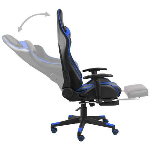 Sedia Da Gaming Girevole Con Poggiapiedi Blu In Pvc - Foto 9