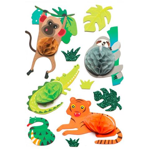 10 Adesivi 3d Animali Della Giungla 6 Cm - Foto 1