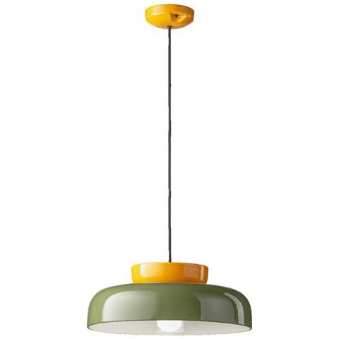 Sospensione Vintage Decò Maracana Ceramica-vetro Verde-giallo 1 Luce E27 - Foto 4