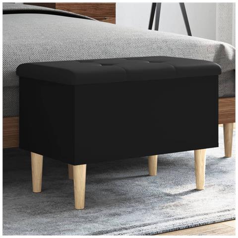Panca Portaoggetti Nera 62x42x46 Cm In Legno Multistrato - Foto 1