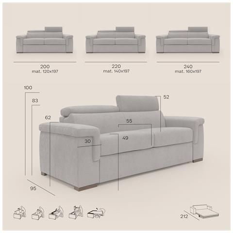 Giunone Divano Letto Alto 18 Cm. Impermeabile T02 Nero - Foto 7