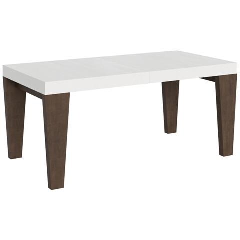 Tavolo Allungabile 90x180/440 Cm Spimbo Mix Piano Bianco Frassino - Gambe Noce - Noce /bianco Frassino - Foto 1