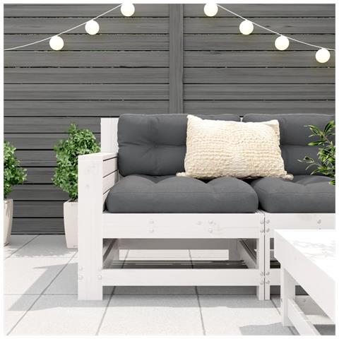 Divano Giardino Senza Braccioli Con Cuscino Bianco Legno Pino - Foto 3