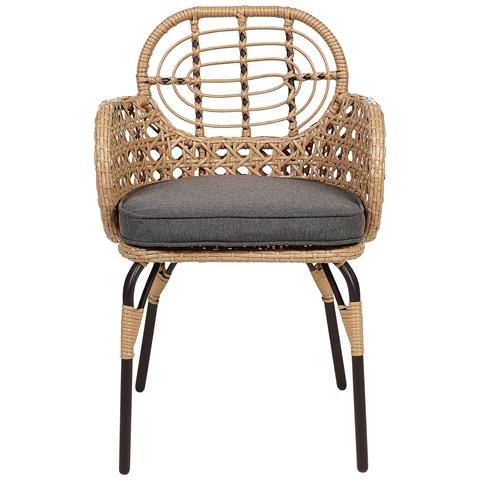 Set Di 2 Sedie Con Poggia Braccia Rattan Naturale Pratello - Foto 2