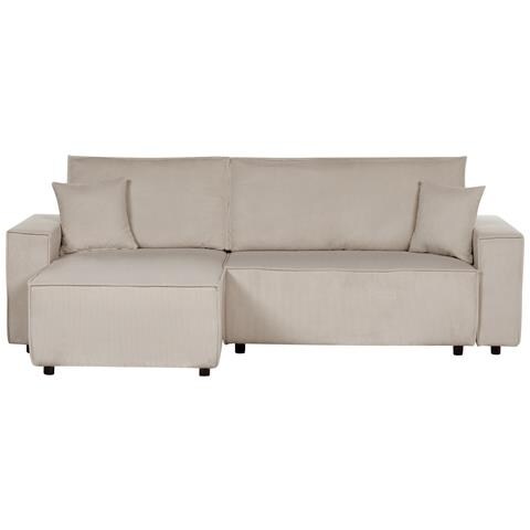 Divano Letto Angolare 3 Posti Abacka Velluto A Coste Beige Lato Destro - Foto 11