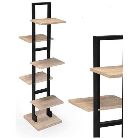 Trade Shop - Scaffale Portaoggetti Libreria 5 Ripiani Legno 30x30x131 Cm Metallo Nero 783197 - Foto 1